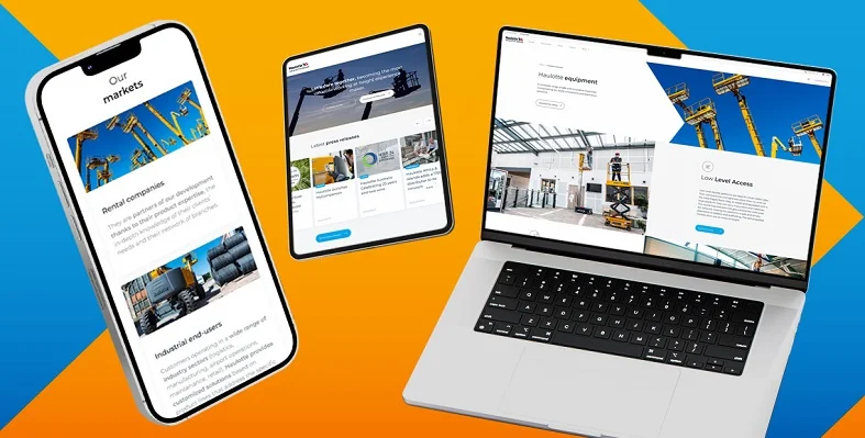 The Haulotte websites on phone, tablet and laptop. 