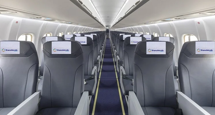 The interior of the plane.