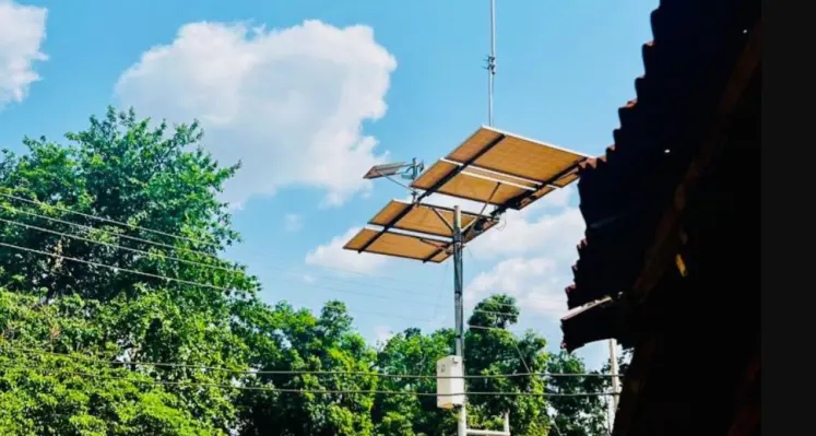 Satellite tower in African town