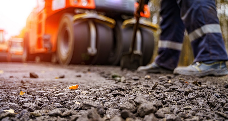 Construction works taking place for a road.