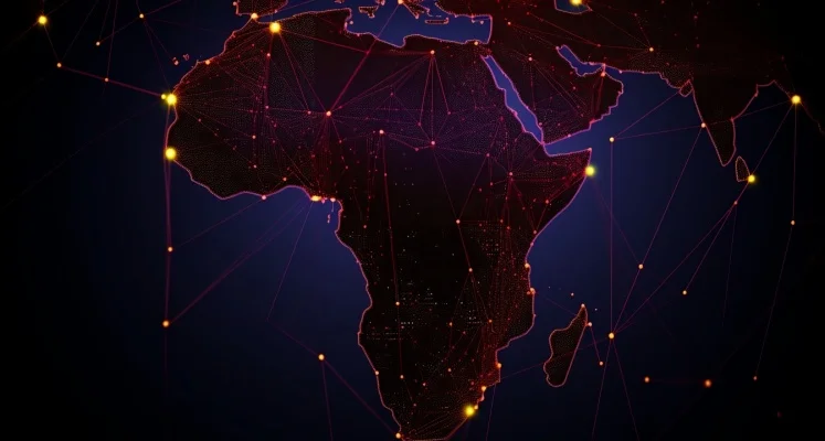 African map showcasing connectivity across the continent. 