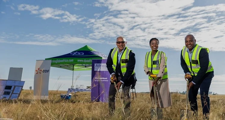 Key executives of Africa Data Centres and DPA SA breaking ground for the solar farm.