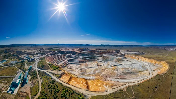 An overhead shot of a vast mining quarry.