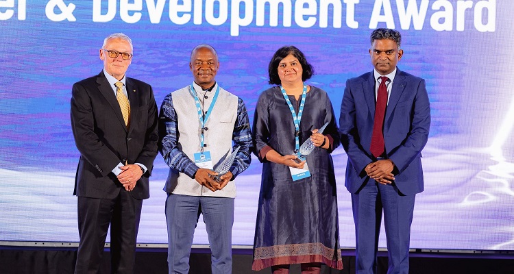 The winners of this year's IWA Water and Development Congress & Exhibition: Veena Srinivasan and Doulaye Kone.