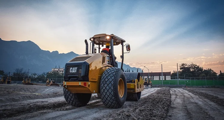 One of Mantrac's soil compactors in action on a project.