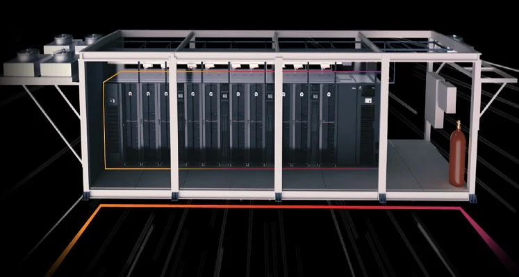 A digital rendering of a modular data centre.