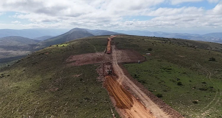 Overhead shot of construction work taking place on Wolf Wind Farm project.