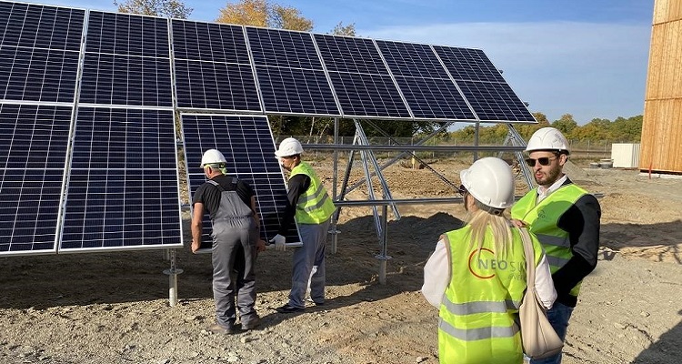 Solar panels being installed as part of a wider project. 