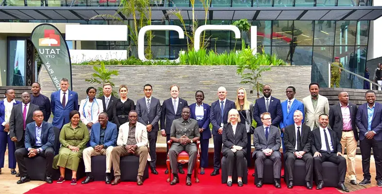 High-profile attendees (including President Ruto) sitting in attendance for the new building opening.